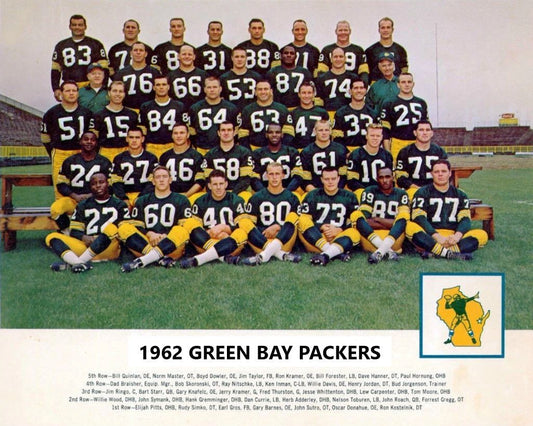 1962 Green Bay Packers Team Magnet Football Nfl Picture Color