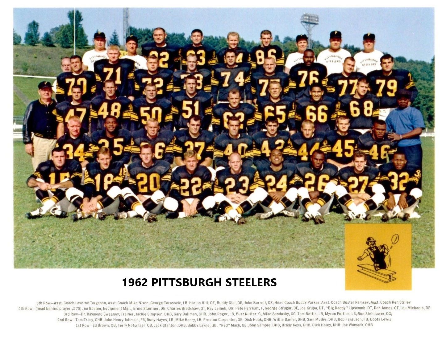 1962 Pittsburgh Steelers Team Photo Nfl Football Picture