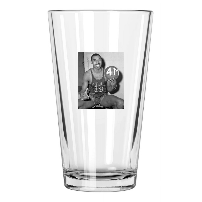 1962 Philadelphia Warriors Wilt Chamberlain 4,000 Points Pint Beer Glass