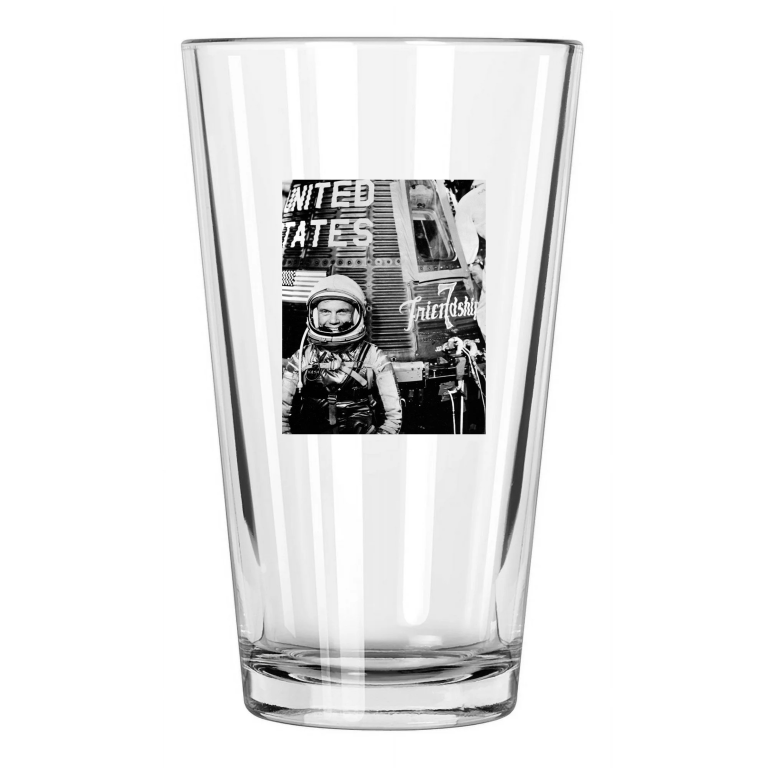 1962 Space Astronaut John Glenn Photo Nasa Friendship 7 Pint Beer Drinking Glass