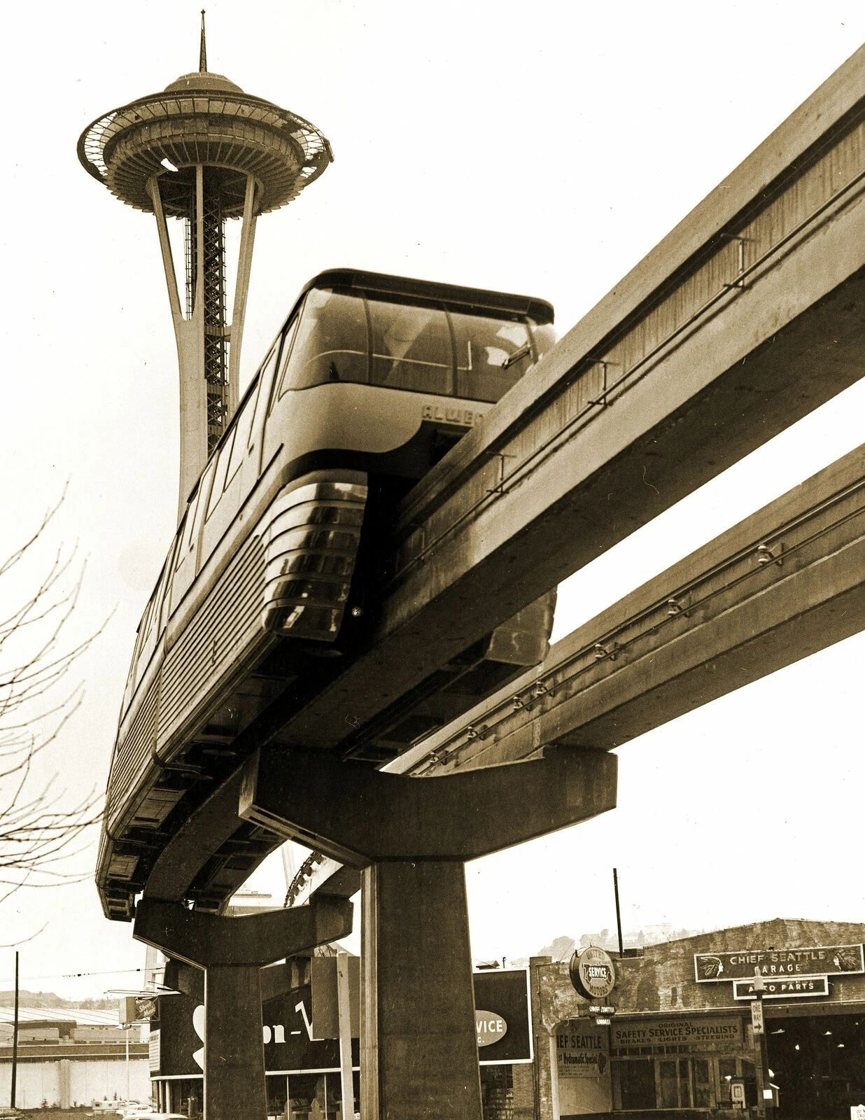 1962 Space Needle And Monorail Seattle Wa Vintage Old Photo Reprint