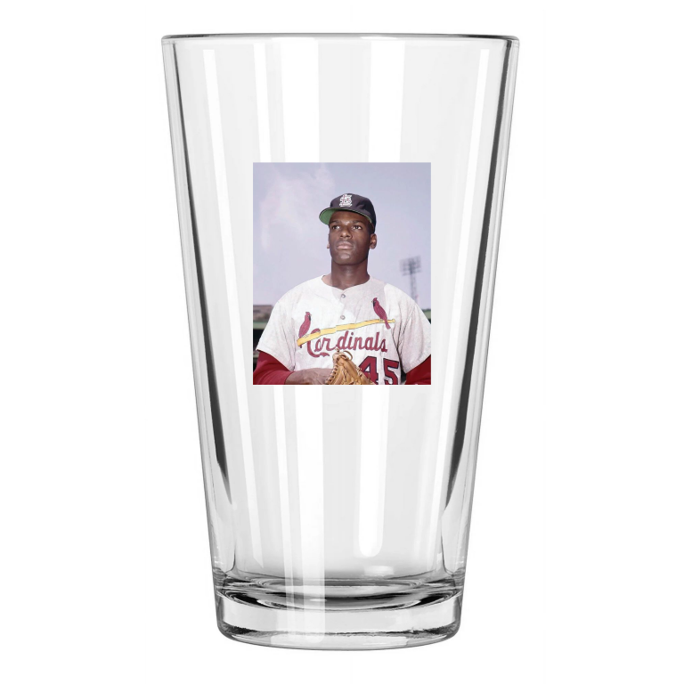 1962 St Louis Cardinals Bob Gibson Photo Hof 81 Pint Beer Drinking Glass
