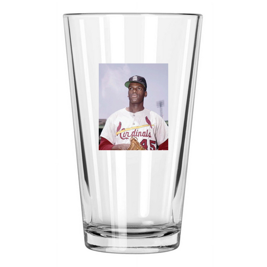 1962 St Louis Cardinals Bob Gibson Photo Hof 81 Pint Beer Drinking Glass