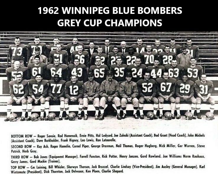 1962 Winnipeg Blue Bombers Team Magnet Football Picture Cfl Grey Cup Champs