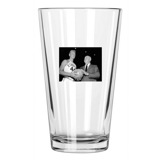 1963 Adolph Rupp & Cotton Nash Photo College Basketball Pint Beer Drinking Glass