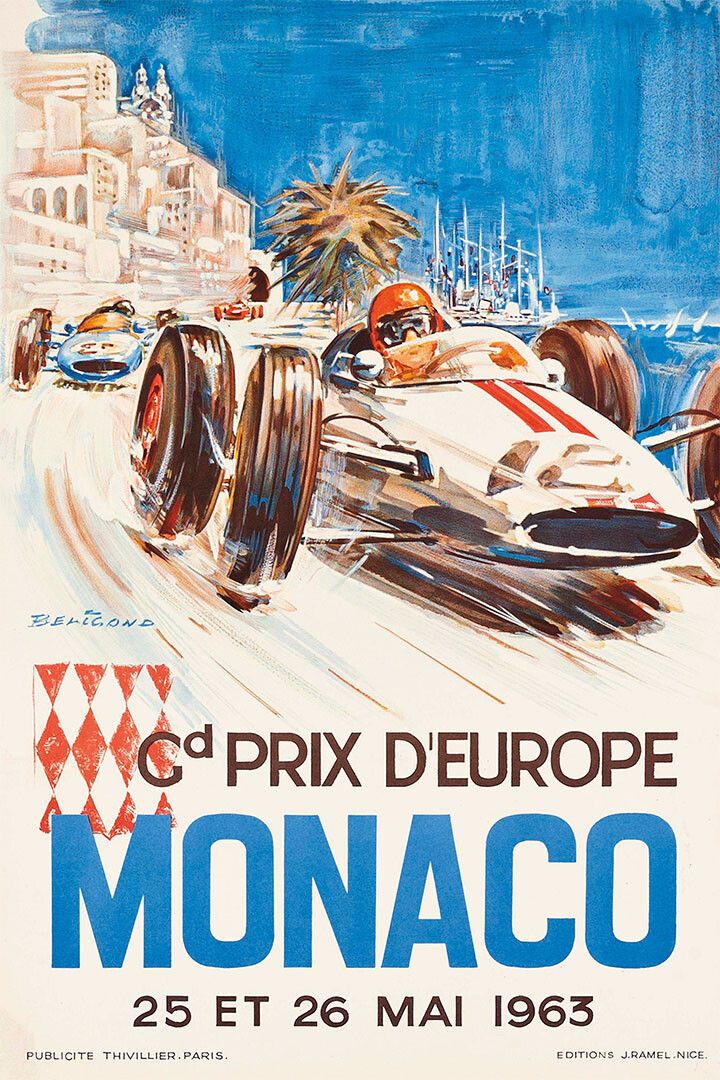 1963 Automotive Monaco Grand Prix Vintage Style Sports Keychain