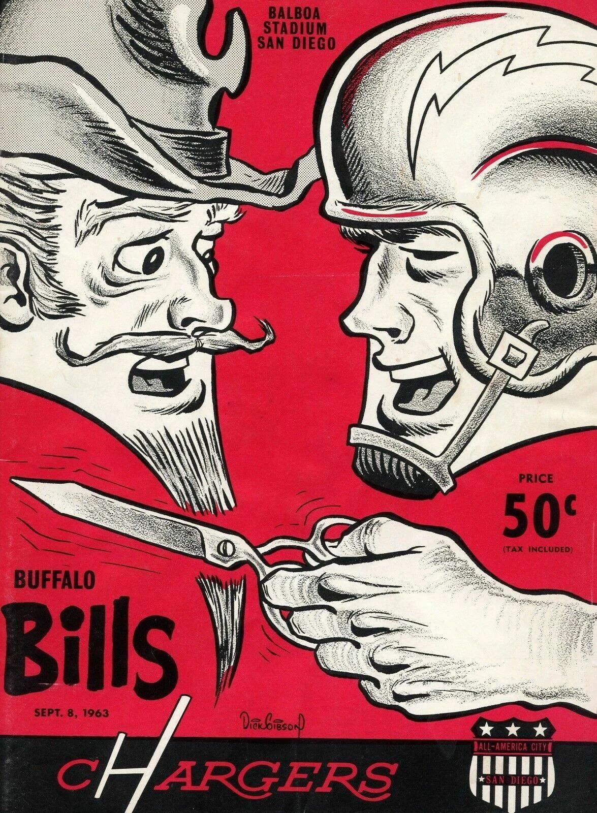 1963 Buffalo Bills Vs San Diego Chargers Keychain Football Picture Afl