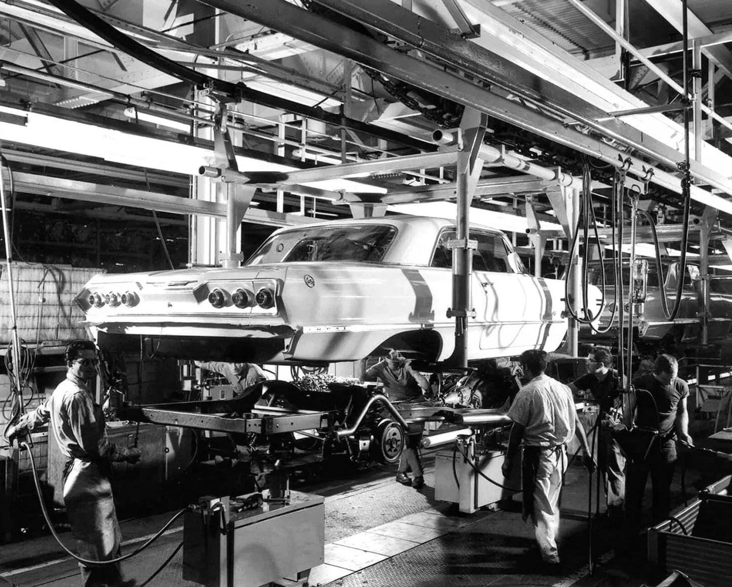 1963 Chevrolet Impala Ss Assembly Line Classic Vintage Car Picture Photo