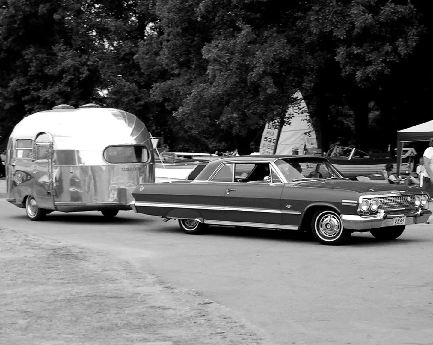 1963 Chevrolet Pulling Small Airstream Trailer Classic Picture Magnet