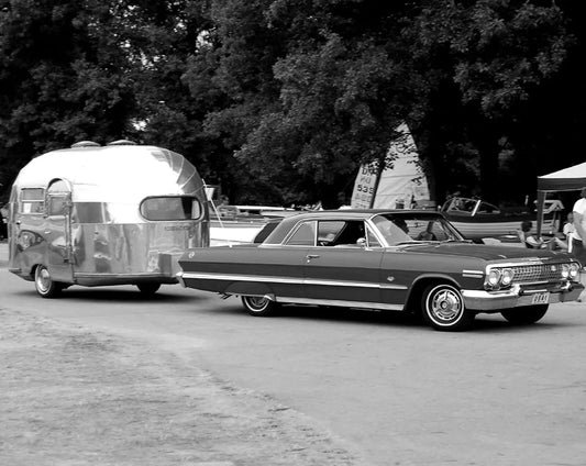 1963 Chevrolet Pulling Small Airstream Trailer Classic Picture Photo
