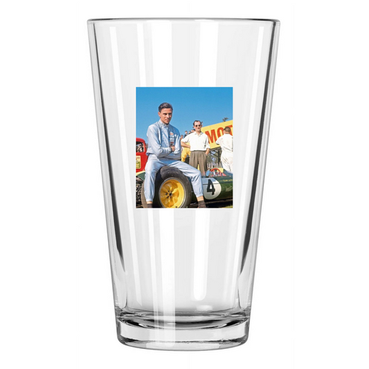 1963 Famous Driver Jim Clark Photo Oulton Park Circuit Pint Beer Drinking Glass
