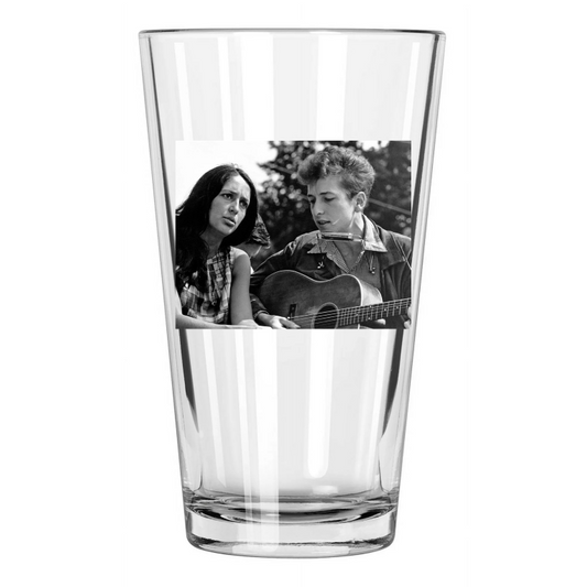 1963 Iconic Singers Bob Dylan And Joan Baez Washington Dc Pint Beer Glass