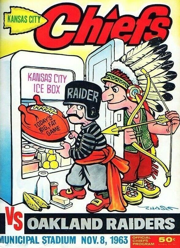 1963 Kansas City Chiefs Vs Raiders Magnet Football Picture Afl