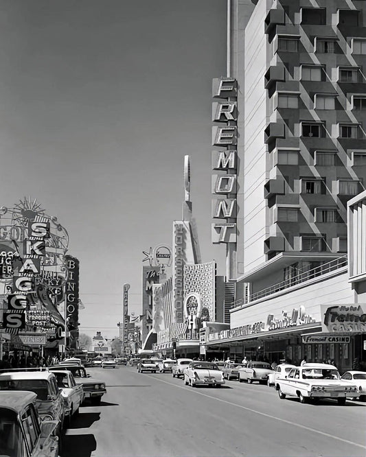 1963 Las Vegas Street Scene Cityscape Buildings And Cars Retro Picture Magnet 8X1