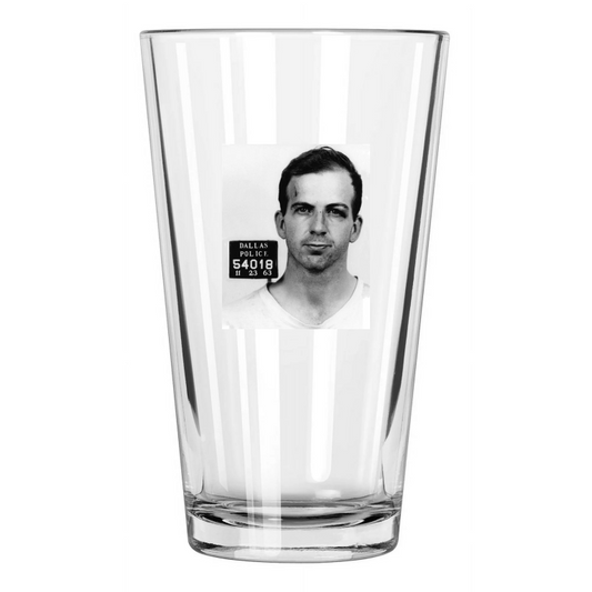 1963 Lee Harvey Oswald Mugshot Photo Jfk Assassination Pint Beer Drinking Glass
