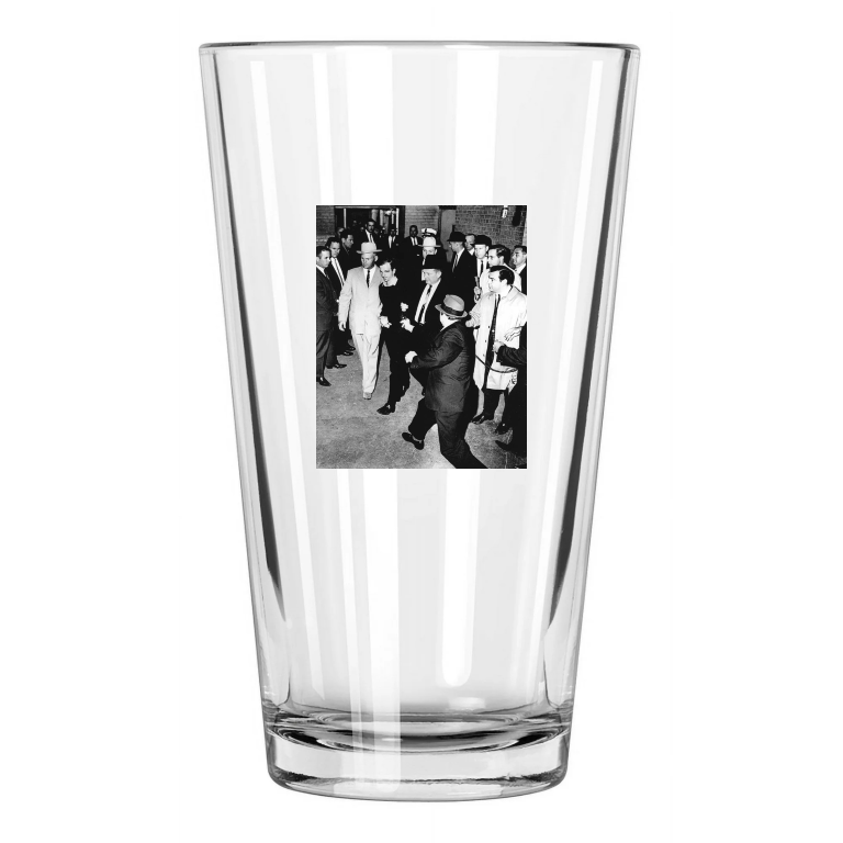 1963 Lee Harvey Oswald And Jack Ruby Photo Shooting Pint Beer Drinking Glass
