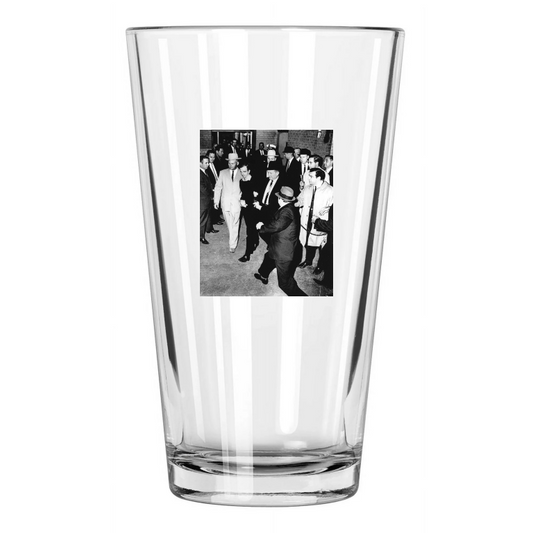 1963 Lee Harvey Oswald And Jack Ruby Photo Shooting Pint Beer Drinking Glass