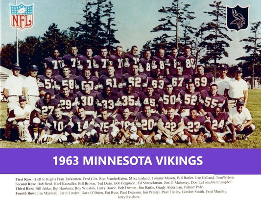 1963 Minnesota Vikings Team Photo Football Picture Nfl