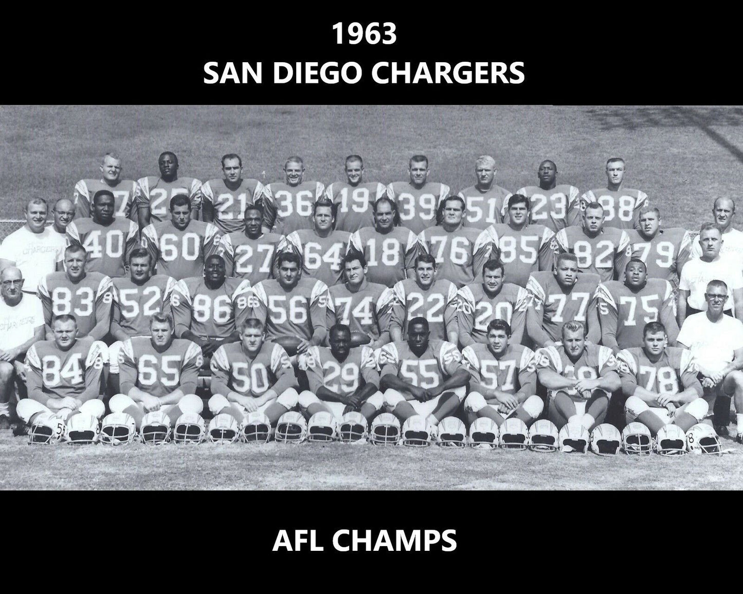 1963 San Diego Chargers Team Magnet Football Picture Afl Champs