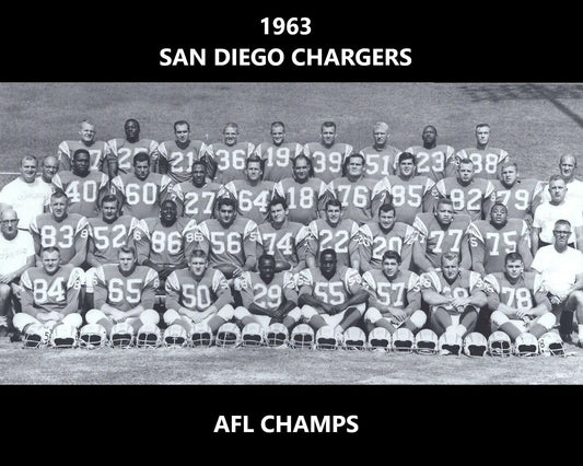 1963 San Diego Chargers Team Magnet Football Picture Afl Champs