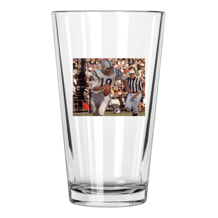 1964 Baltimore Colts Johnny Unitas Photo Nfl Football Pint Beer Drinking Glass