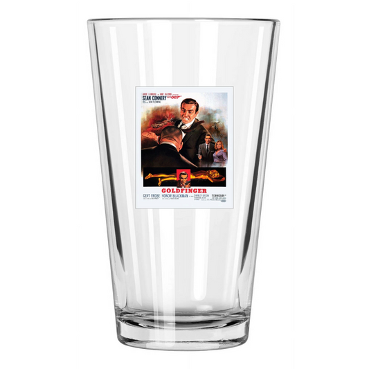 1964 Goldfinger James Bond 007 Sean Connery Promotional Pint Beer Drinking Glass