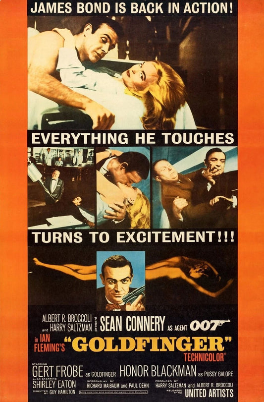 1964 Goldfinger Movie Poster 007 James Bond Sean Connery Pussy Galore