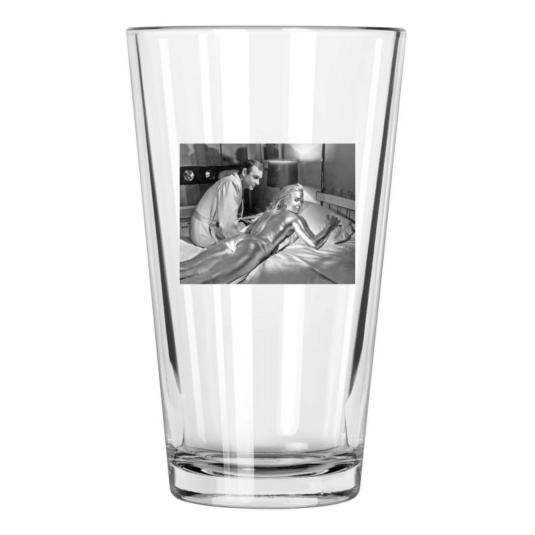1964 Goldfinger Sean Connery And Shirley Eaton James Bond 007 Pint Beer Glass