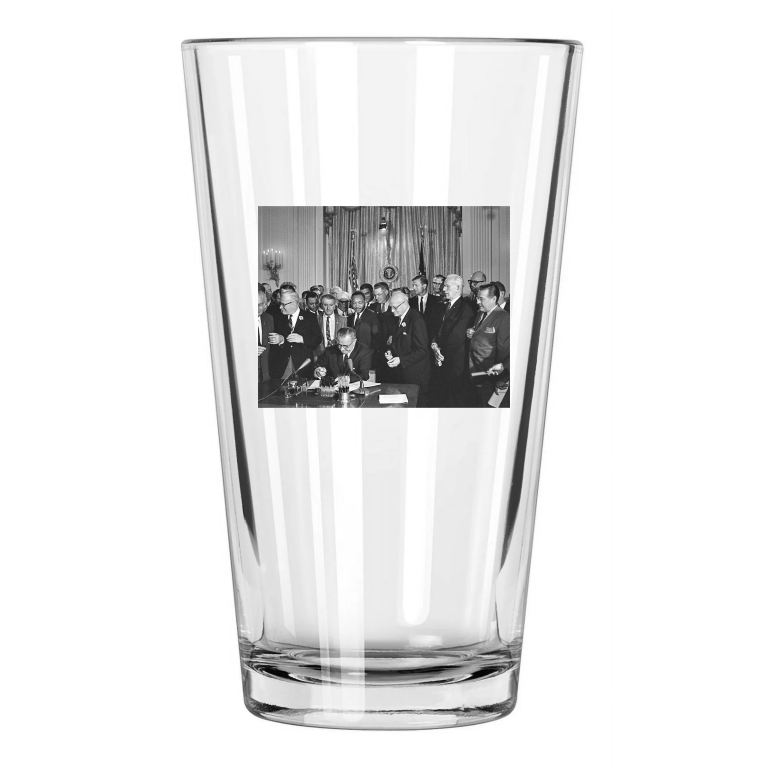 1964 Lyndon Johnson And Martin Luther King Civil Rights Pint Beer Drinking Glass