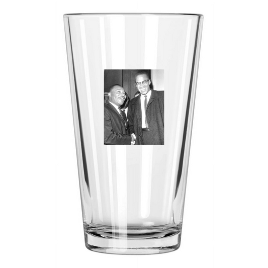 1964 Martin Luther King Jr And Malcolm X Celebrity Pint Beer Drinking Glass