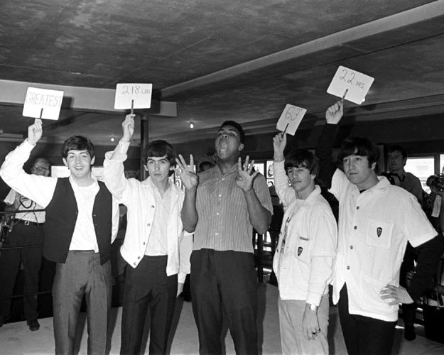 1964 Muhammad Ali And Beatles Glossy Photo Training Camp Print Cassius Clay