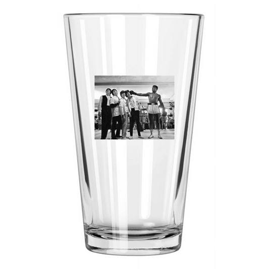 1964 Muhammad Ali And The Beatles Miami Training Camp Pint Beer Drinking Glass