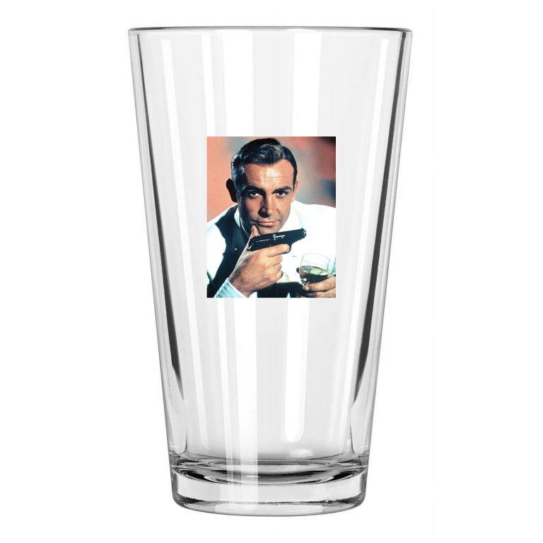 1964 Sean Connery Goldfinger James Bond 007 Promotional Pint Beer Drinking Glass