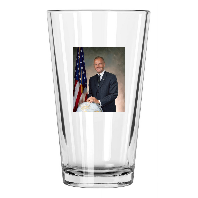 1964 Space Astronaut John Glenn Photo Orbit Earth Nasa Pint Beer Drinking Glass