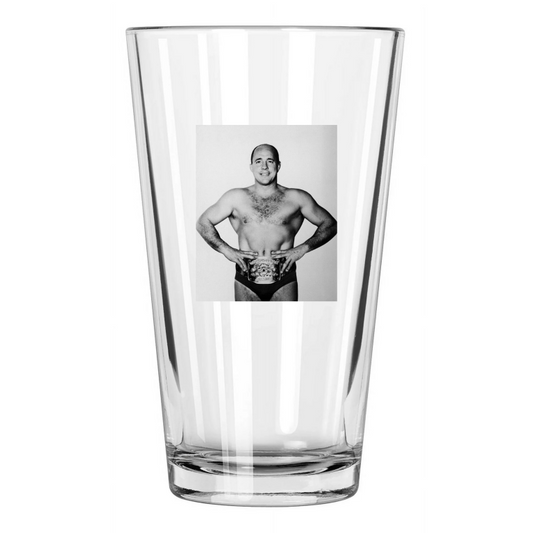 1964 Wrestler Verne Gagne Photo Awa Wrestling Champion Pint Beer Drinking Glass