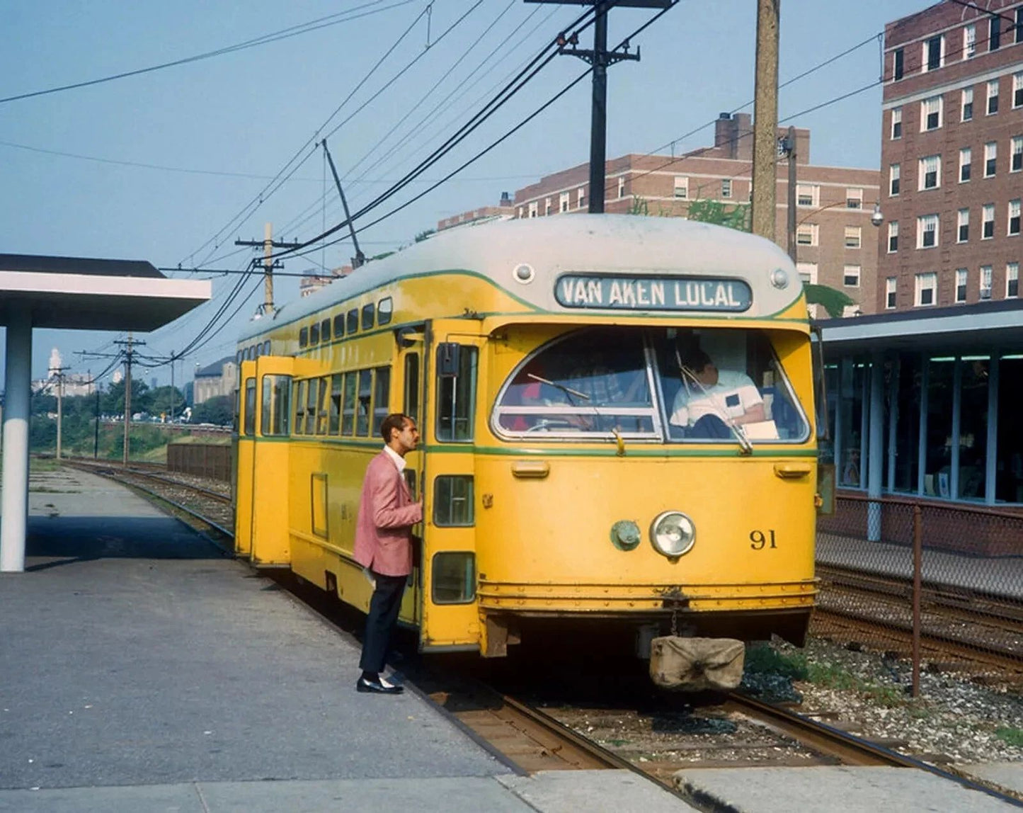 1965 Cleveland Shaker Heights Rapid Transit Bus Retro Photo Poster
