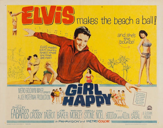 1965 Girl Happy Movie Poster Elvis Presley Shelley Fabares Nita Talbot