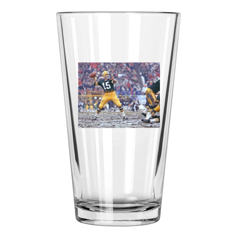 1965 Green Bay Packers Bart Starr Mud Bowl Football Pint Beer Drinking Glass