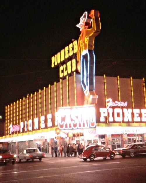 1965 Las Vegas Pioneer Club Glossy Keychain Casino Print Downtown Keychain