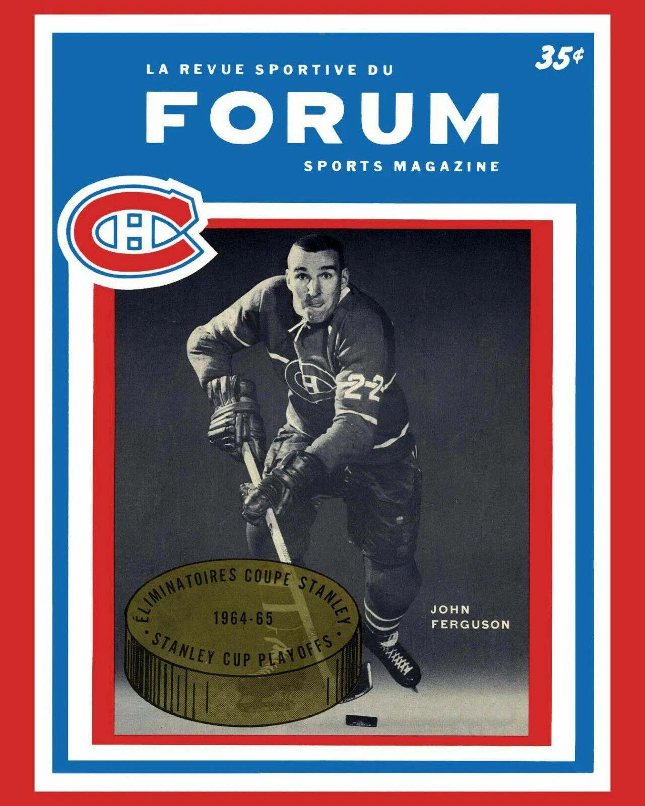 1965 Montreal Canadiens Magnet Hockey Picture Nhl John Ferguson