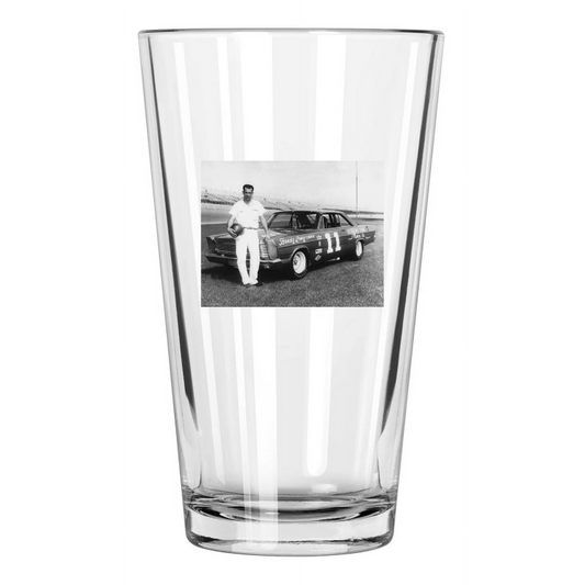 1965 Nascar Driver Ned Jarrett Photo Stock Car Pint Beer Drinking Glass
