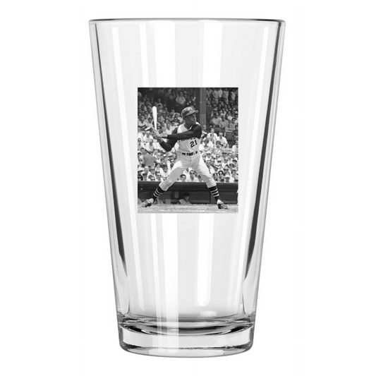 1965 Pittsburgh Pirates Roberto Clemente Photo Hof 73 Pint Beer Drinking Glass