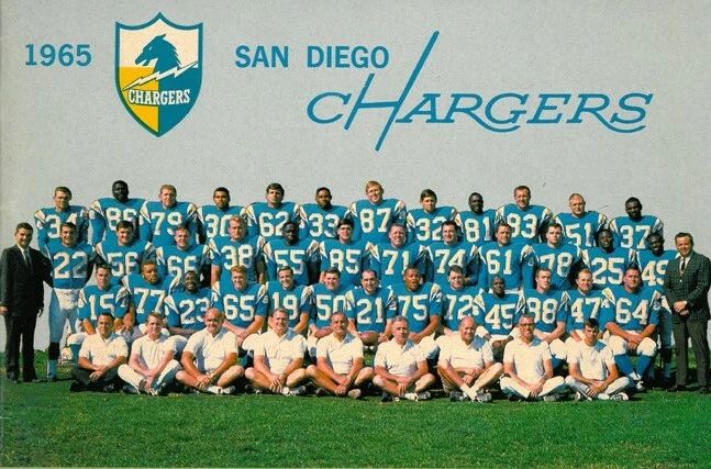 1965 San Diego Chargers Team Keychain Football Picture Wide Border