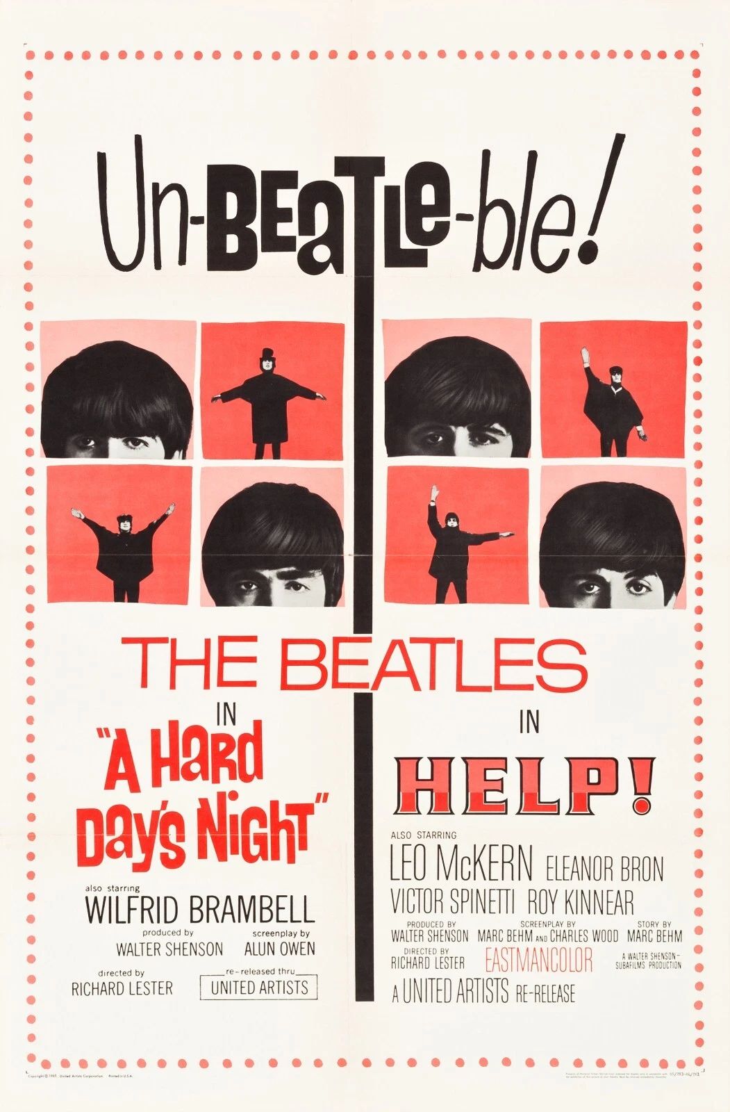 1965 The Beatles Help! Movie Magnet Paul Mccartney John Lennon Ringo
