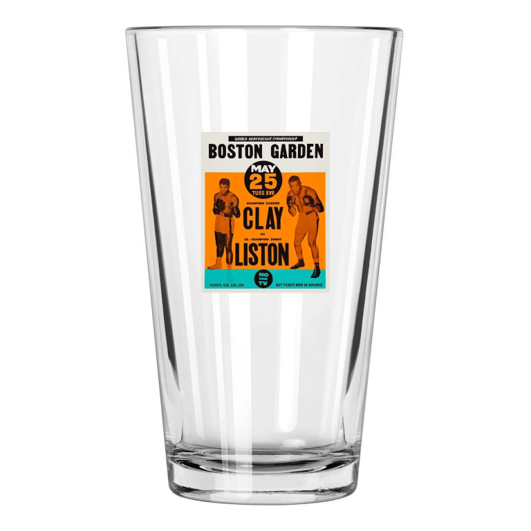 1965 Title Fight Muhammad Ali Vs Sonny Liston 'Rematch' 1 Pint Beer Glass