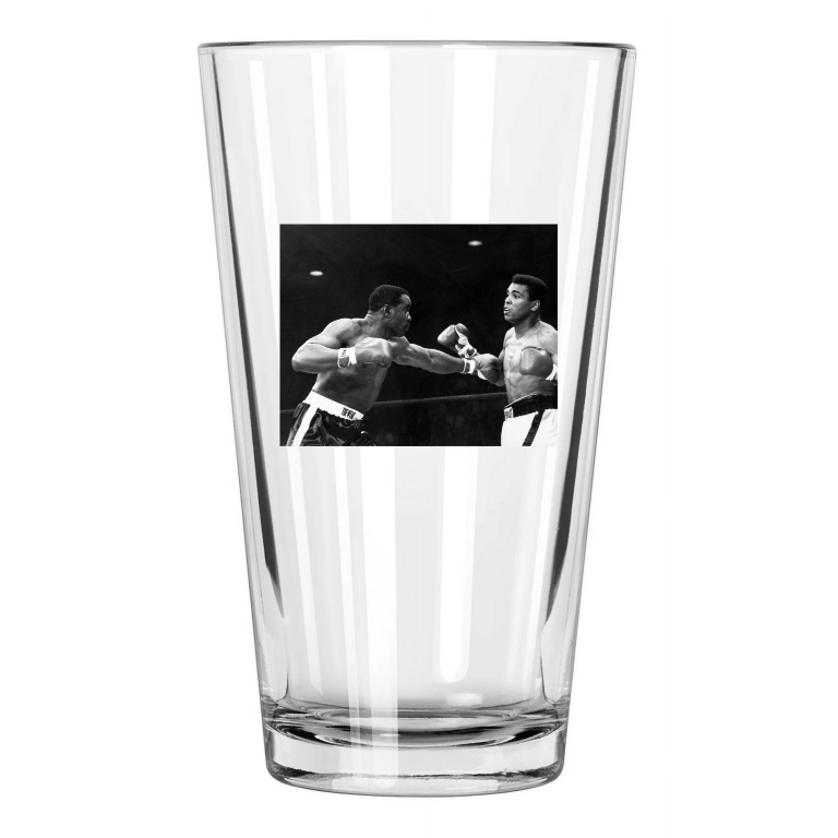 1965 Title Fight Muhammad Ali Vs Sonny Liston 'Rematch' Pint Beer Drinking Glass