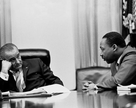 1966 Lyndon Johnson And Martin Luther King Glossy Keychain White House Print