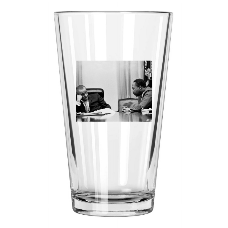 1966 Lyndon Johnson And Martin Luther King White House Pint Beer Drinking Glass