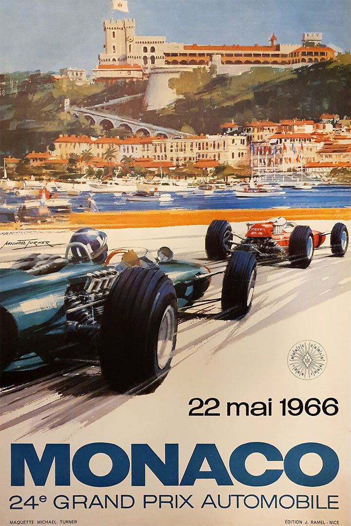 1966 Monaco Vintage Style Grand Prix Auto Racing Magnet