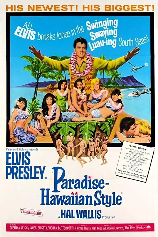 1966 Paradise Hawaiian Style Movie Poster Elvis Presley Suzanna Leigh